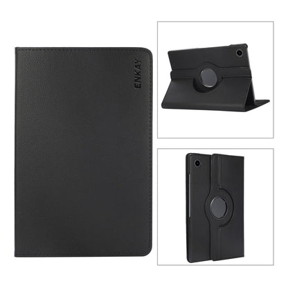 Pour Samsung Galaxy Tab A8 10.5 2021 X200/X205 Étui intelligent en cuir litchi ENKAY à rotation 360 degrés (Noir)