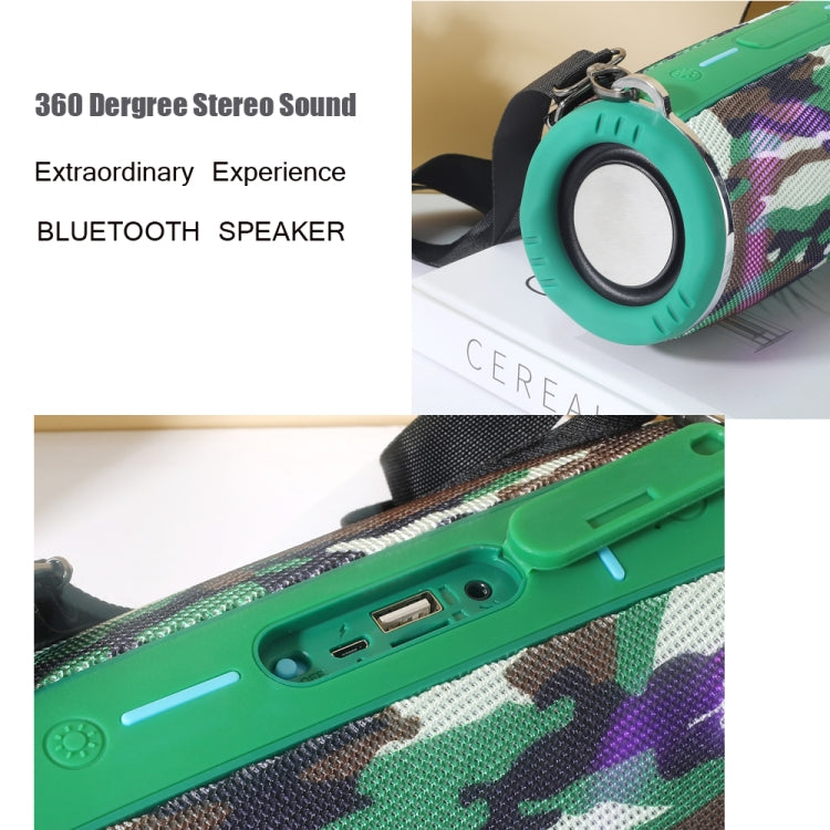 T&G TG642 RGB Light Waterproof  Portable Bluetooth Speaker Support FM / TF Card(Camouflage)