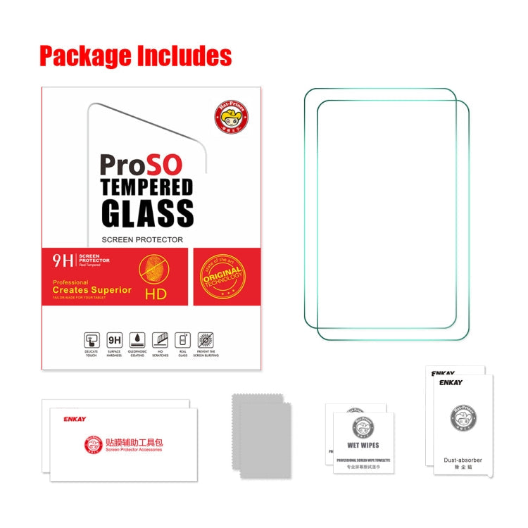 2 PCS ENKAY 253 x 139mm Universal 10 inch 0.3mm Explosion-proof Tempered Glass Film