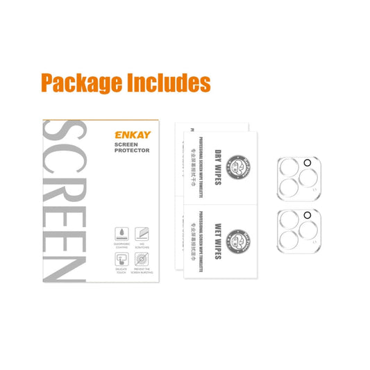 2 PCS ENKAY Hat-Prince 9H Rear Camera Lens Tempered Glass Film for iPhone 14 Pro / 14 Pro Max