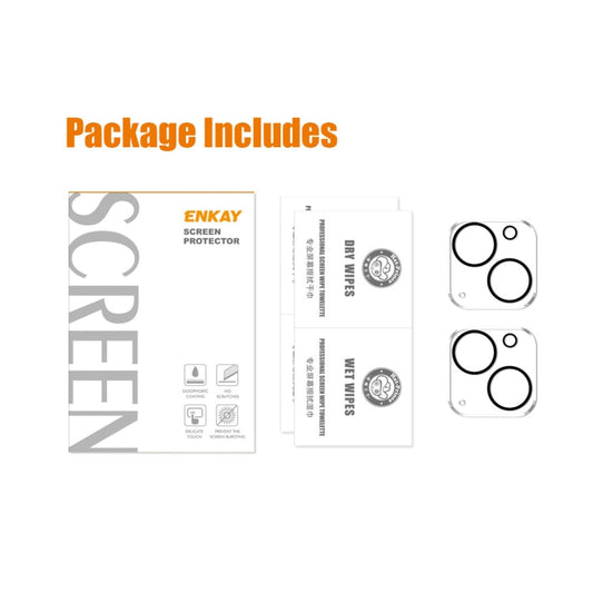 2 PCS ENKAY Hat-Prince 9H Rear Camera Lens Tempered Glass Film for iPhone 14 / 14 Max