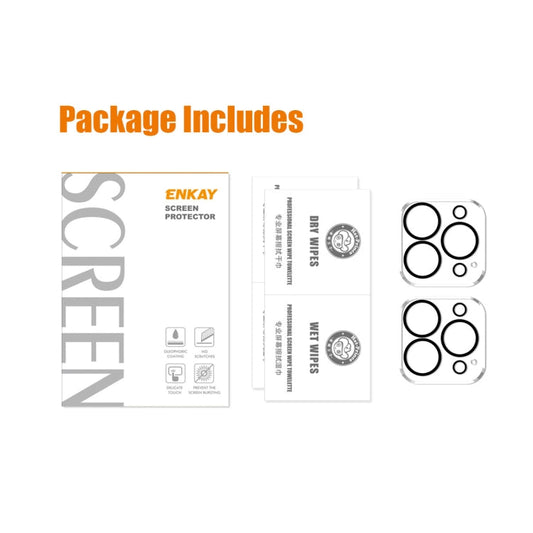 2 PCS ENKAY Hat-Prince 9H Rear Camera Lens Tempered Glass Film for iPhone 14 Pro / 14 Pro Max