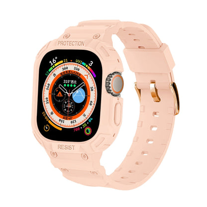 For Apple Watch Ultra 3 / 2 / 1 49mm JUNSUNMAY Integrated TPU Case Adjustable Elastic Watch Band(Pink)