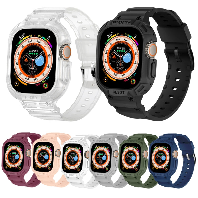 For Apple Watch Ultra 3 / 2 / 1 49mm JUNSUNMAY Integrated TPU Case Adjustable Elastic Watch Band(Pink)