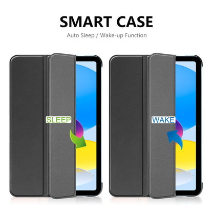 For iPad 2025 / 2022 ENKAY Tri-fold Custer Texture Leather Stand Smart Case(Black)