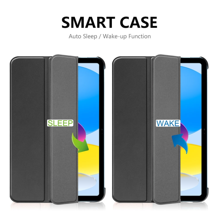 For iPad 2025 / 2022 ENKAY Tri-fold Custer Texture Leather Stand Smart Case(Dark Blue)