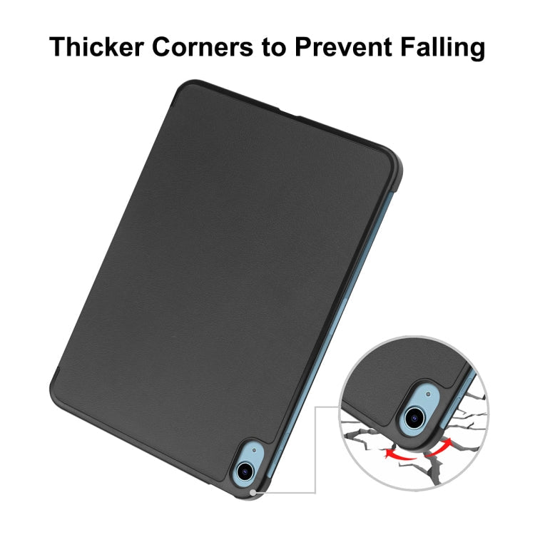 For iPad 2025 / 2022 ENKAY Tri-fold Custer Texture Leather Stand Smart Case(Black)