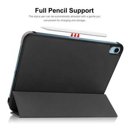For iPad 2025 / 2022 ENKAY Tri-fold Custer Texture Leather Stand Smart Case(Light Blue)
