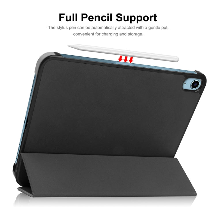 For iPad 2025 / 2022 ENKAY Tri-fold Custer Texture Leather Stand Smart Case(Dark Blue)