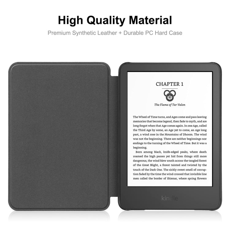 Pour Amazon Kindle 2022 Gen11 ENKAY Étui intelligent en cuir texturé Custer (bleu foncé)