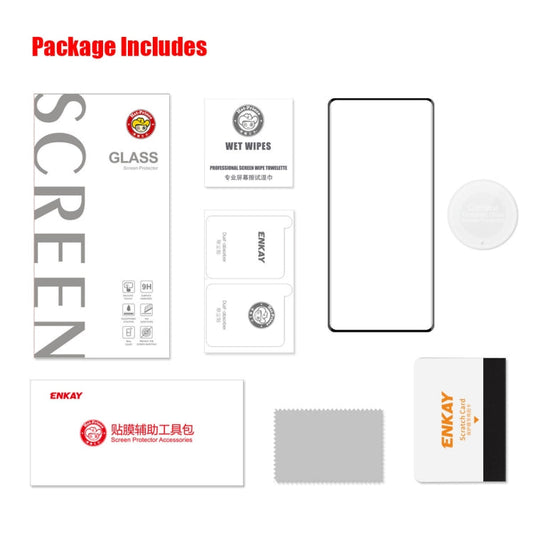 For Honor X9A / Magic5 Lite ENKAY 0.26mm 3D Hot Bending Tempered Glass Full Film with Lens Film
