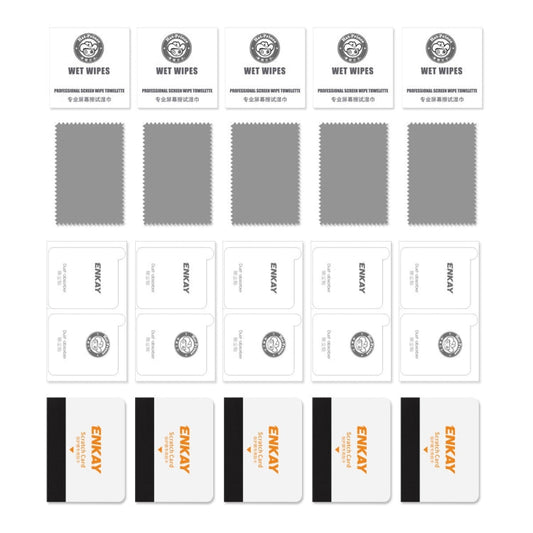 For Honor X9A / Magic5 Lite 5pcs ENKAY 0.26mm 3D Hot Bending Tempered Glass Full Film with Lens Film