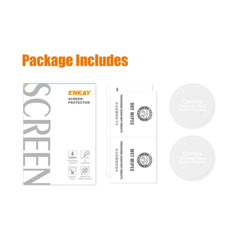 2pcs For OnePlus Ace 2 ENKAY Hat-Prince 9H Rear Camera Lens Tempered Glass Film