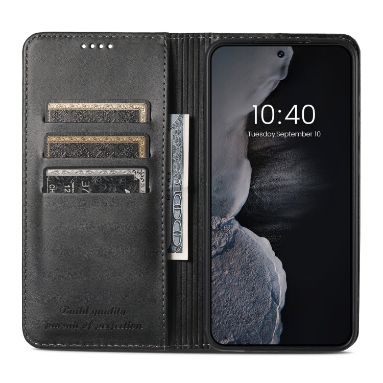 For Samsung Galaxy S23 5G Suteni Calf Texture Horizontal Flip Leather Phone Case(Black)