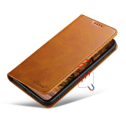 Pour Samsung Galaxy S23+ 5G Suteni Étui de téléphone en cuir à rabat horizontal texture veau (kaki)