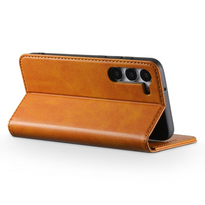 Pour Samsung Galaxy S23+ 5G Suteni Étui de téléphone en cuir à rabat horizontal texture veau (kaki)