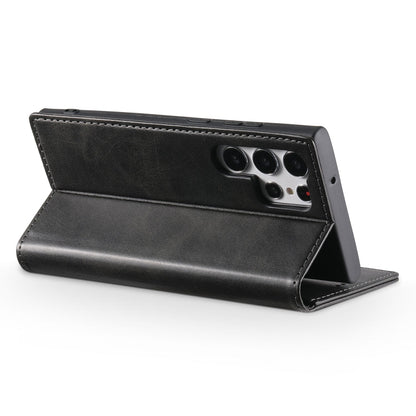 For Samsung Galaxy S23 Ultra 5G Suteni Calf Texture Horizontal Flip Leather Phone Case(Black)