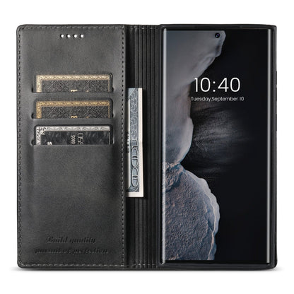 For Samsung Galaxy S23 Ultra 5G Suteni Calf Texture Horizontal Flip Leather Phone Case(Black)