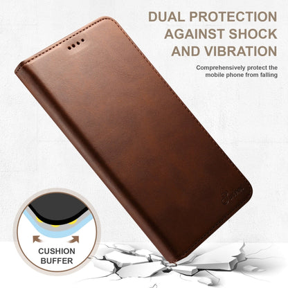 For Samsung Galaxy S23 Ultra 5G Suteni Calf Texture Horizontal Flip Leather Phone Case(Brown)