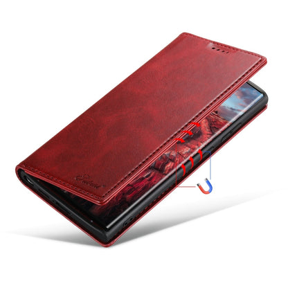 Pour Samsung Galaxy S23 Ultra 5G Étui de téléphone en cuir à rabat horizontal avec texture de veau Suteni (Rouge)