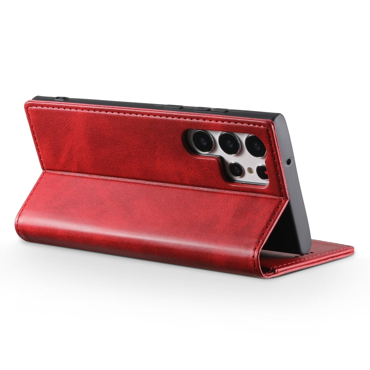 Pour Samsung Galaxy S23 Ultra 5G Étui de téléphone en cuir à rabat horizontal avec texture de veau Suteni (Rouge)