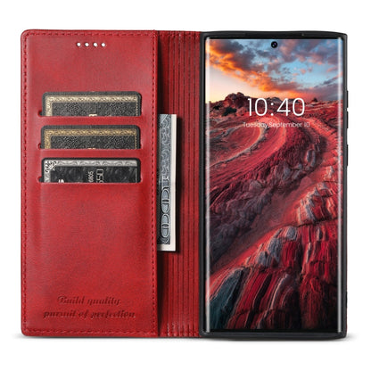 Pour Samsung Galaxy S23 Ultra 5G Étui de téléphone en cuir à rabat horizontal avec texture de veau Suteni (Rouge)