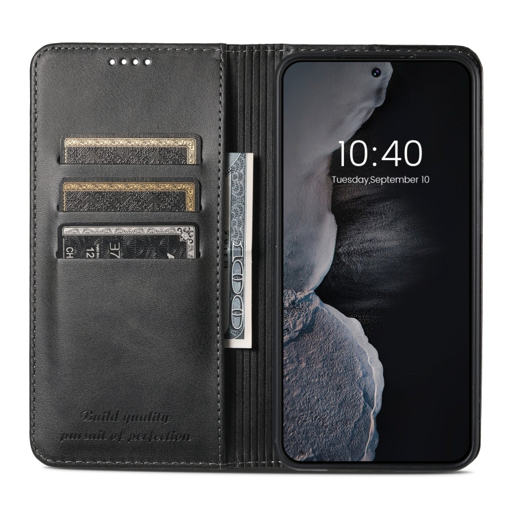 Pour Samsung Galaxy S24 5G Étui de téléphone en cuir à rabat horizontal avec texture de veau Suteni (noir)