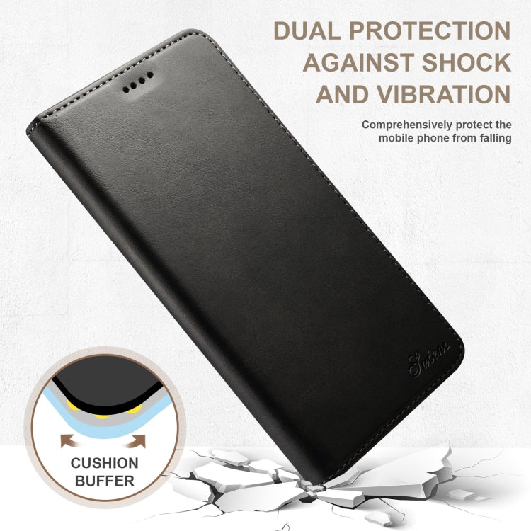 Pour Samsung Galaxy S24 5G Étui de téléphone en cuir à rabat horizontal avec texture de veau Suteni (noir)