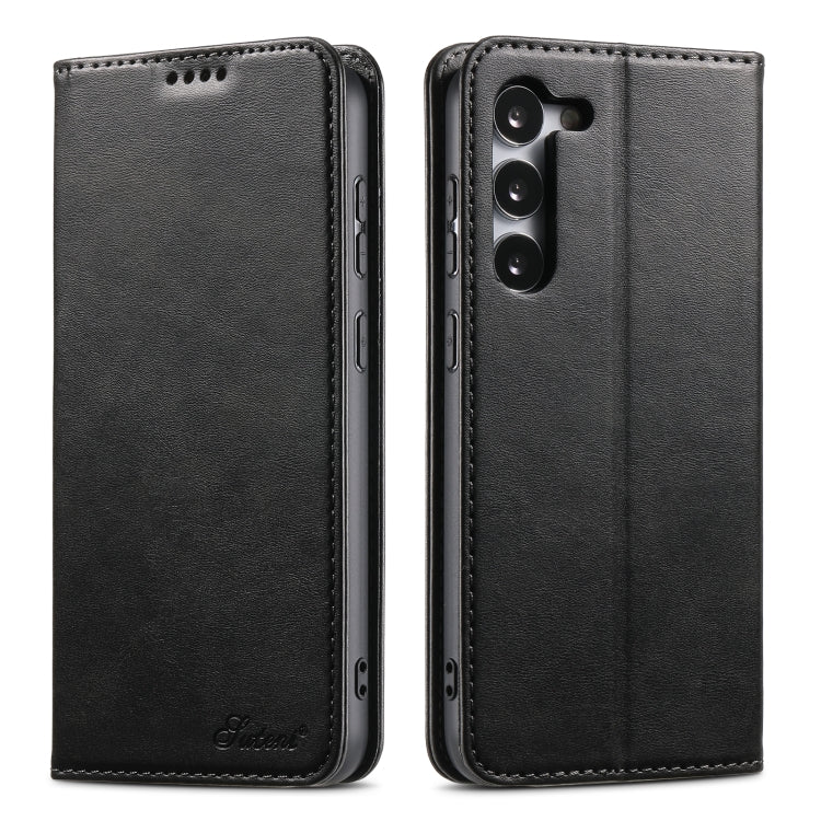 Pour Samsung Galaxy S24 5G Étui de téléphone en cuir à rabat horizontal avec texture de veau Suteni (noir)