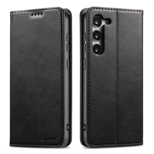 Pour Samsung Galaxy S24 5G Étui de téléphone en cuir à rabat horizontal avec texture de veau Suteni (noir)
