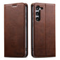 Pour Samsung Galaxy S24 5G Étui de téléphone en cuir à rabat horizontal avec texture de veau Suteni (marron)