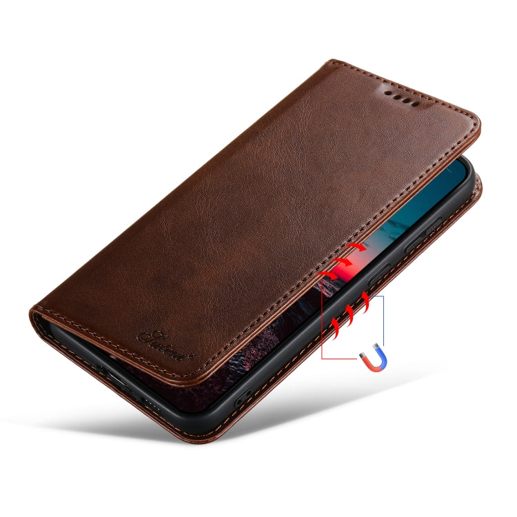 Pour Samsung Galaxy S24 5G Étui de téléphone en cuir à rabat horizontal avec texture de veau Suteni (marron)