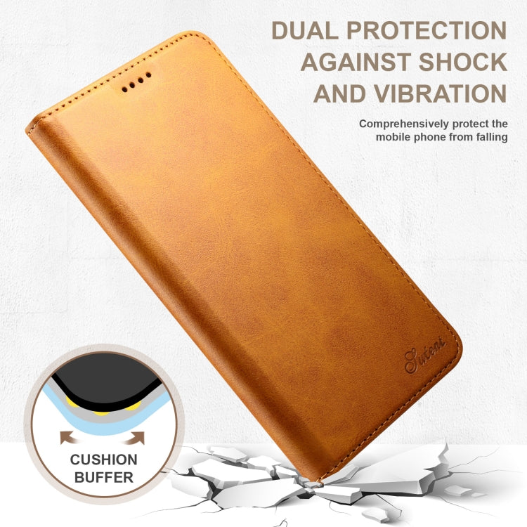 For Samsung Galaxy S24 5G Suteni Calf Texture Horizontal Flip Leather Phone Case(Khaki)
