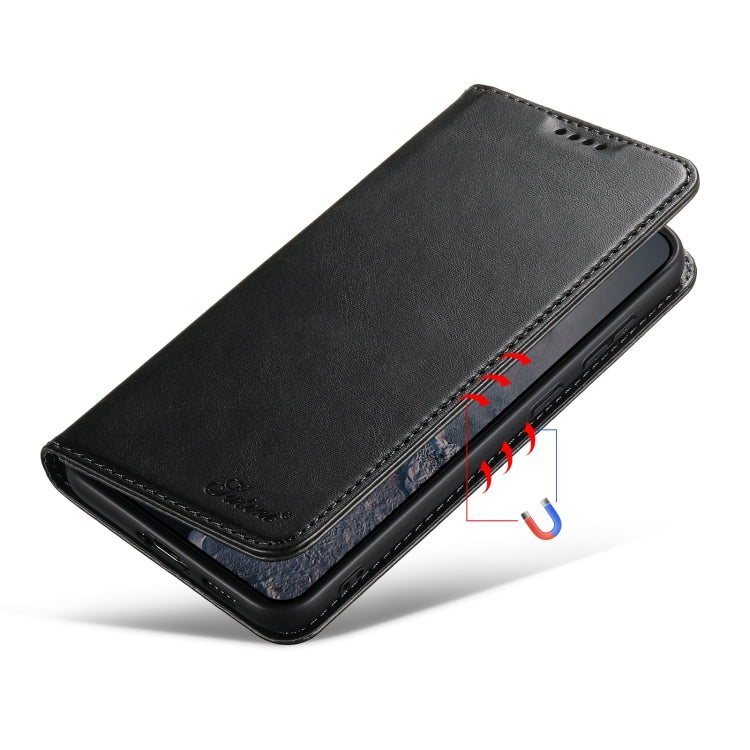For Samsung Galaxy S24 Ultra 5G Suteni Calf Texture Horizontal Flip Leather Phone Case(Black)