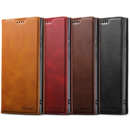 Pour Samsung Galaxy S24 5G Étui de téléphone en cuir à rabat horizontal avec texture de veau Suteni (noir)