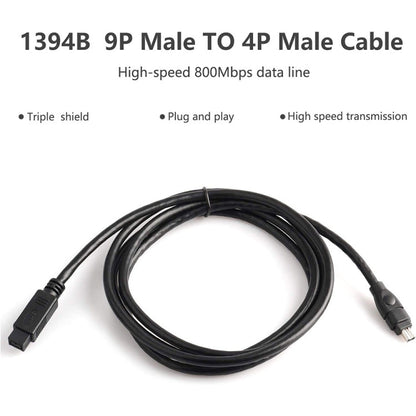 JUNSUNMAY FireWire High Speed Premium DV 800 9 Pin Male To FireWire 400 4 Pin Male IEEE 1394 Cable, Length:4.5m