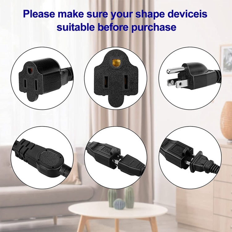 JUNSUNMAY US 1.6FT NEMA 5-15P 1 to 2 Way Outlet NEMA 5-15R SJT 16AWG 3 Prong Power Cable Wire Extender