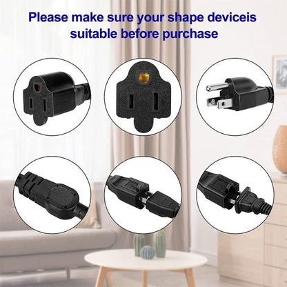 JUNSUNMAY US 1.6FT NEMA 5-15P 1 to 2 Way Outlet NEMA 5-15R SJT 16AWG 3 Prong Power Cable Wire Extender