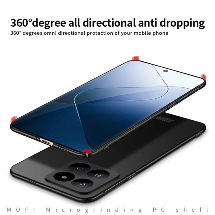 Pour Xiaomi 14 Pro Coque de téléphone rigide ultra-fine en PC micro-sablé MOFI (Noir)