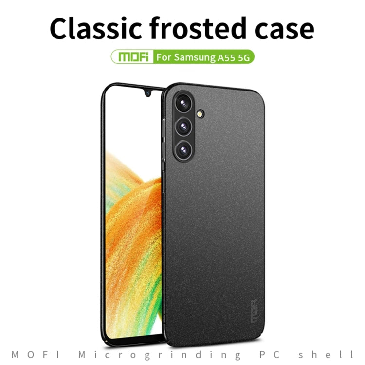 Pour Samsung Galaxy A55 5G, étui de téléphone tout compris ultra-mince en PC givré série MOFI Fandun (gris)