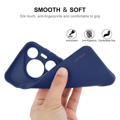 Pour Huawei Pura 70 ENKAY Hat-Prince Étui souple antichoc en silicone liquide (Bleu foncé)