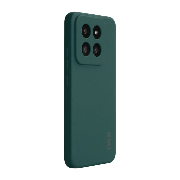 For Xiaomi 14 Pro ENKAY Hat-Prince Liquid Silicone Shockproof Soft Phone Case(Dark Green)