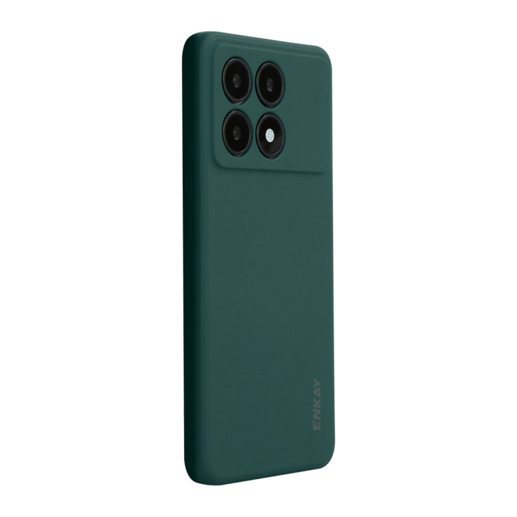 Pour Xiaomi Poco X6 Pro / Redmi K70E ENKAY Hat-Prince Étui de téléphone souple antichoc en silicone liquide (vert foncé)