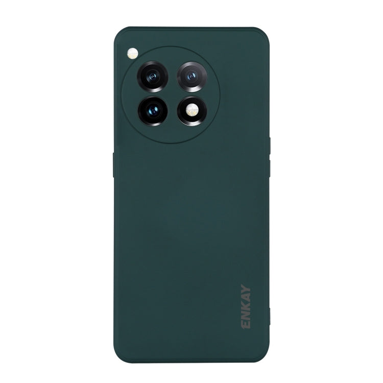 For OnePlus 12 ENKAY Liquid Silicone Soft Shockproof Phone Case(Dark Green)