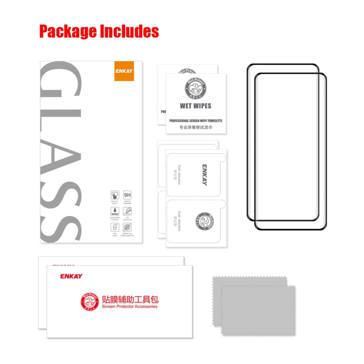 For Huawei nova 13 Pro 2pcs ENKAY 3D Hot Bending Side Glue Tempered Glass Full Film