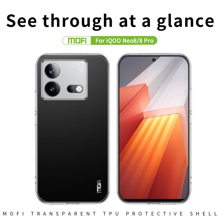 Pour coque de téléphone en TPU ultra-mince série MOFI Ming pour vivo iQOO Neo8 / Neo8 Pro (Transparent)