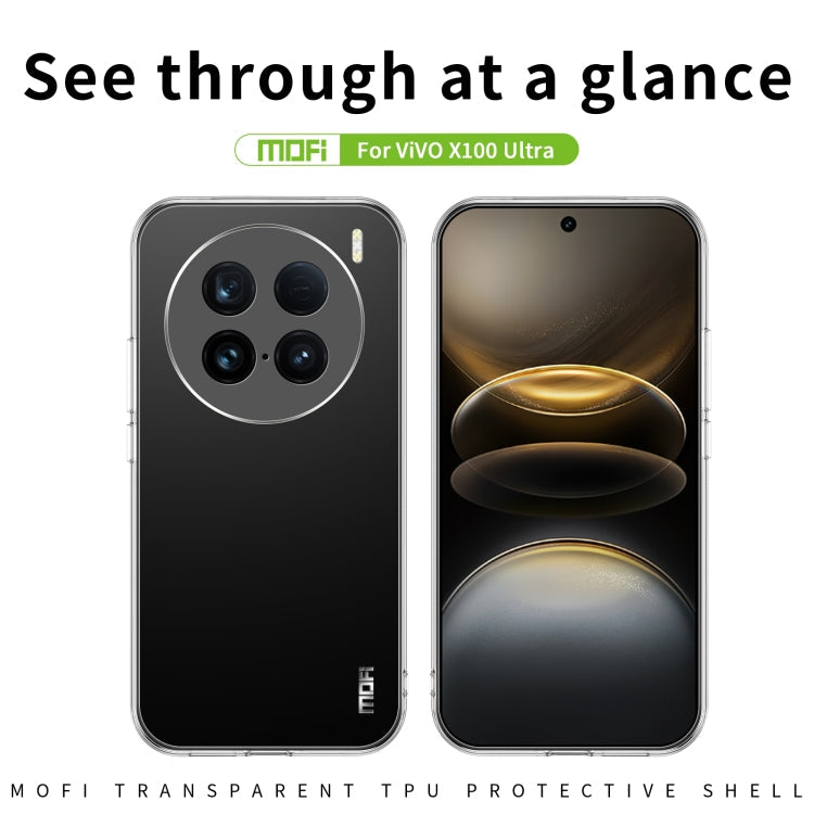 Pour vivo X100 Ultra Étui de téléphone en TPU ultra-fin MOFI série Ming (Transparent)