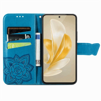 For vivo X100 Pro Butterfly Love Flower Embossed Leather Phone Case(Blue)