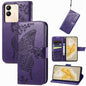 Pour l'étui de téléphone en cuir gaufré papillon amour fleur pour Vivo X100 Pro (violet)