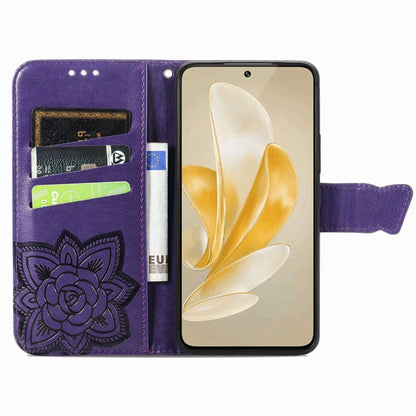 Pour l'étui de téléphone en cuir gaufré papillon amour fleur pour Vivo X100 Pro (violet)